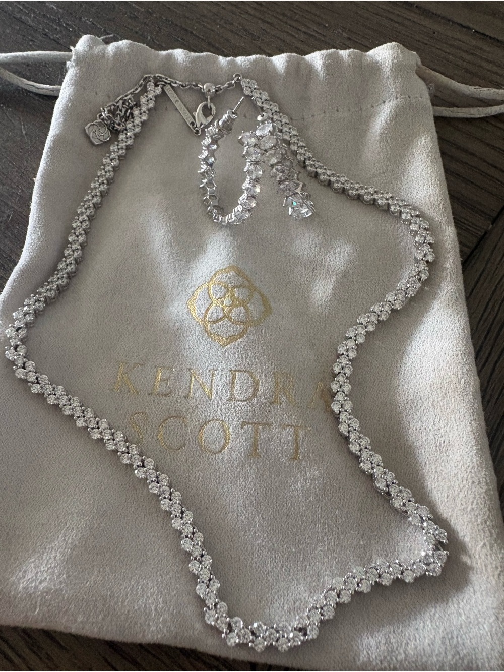 Kendra Scott Nydia necklace and matching Kendra Scott earrings in silver
